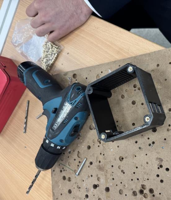 Drilling holes for the threaded inserts