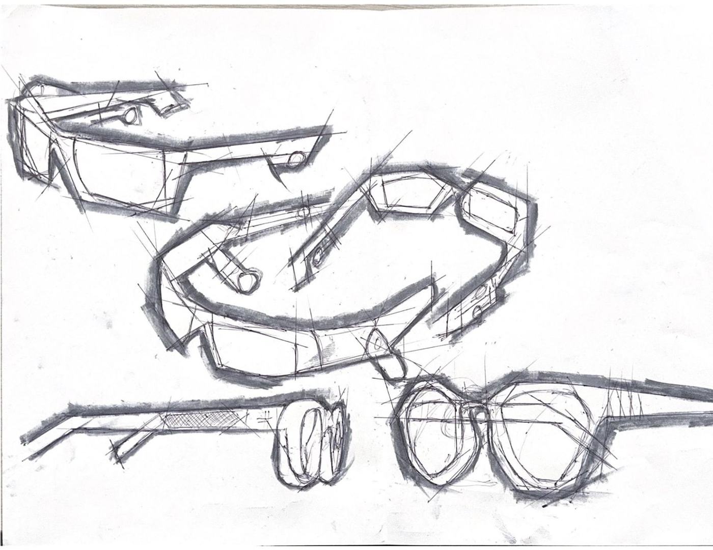 Pencil sketches of glasses frames